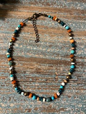 Boho Beaded  Necklace - beads for a short choker look